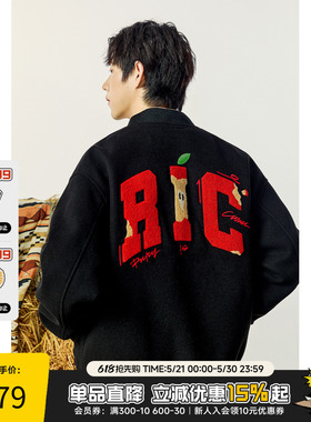 RIC趣味毛巾绣苹果棒球服夹克男2025新款秋季 潮牌宽松情侣外套女
