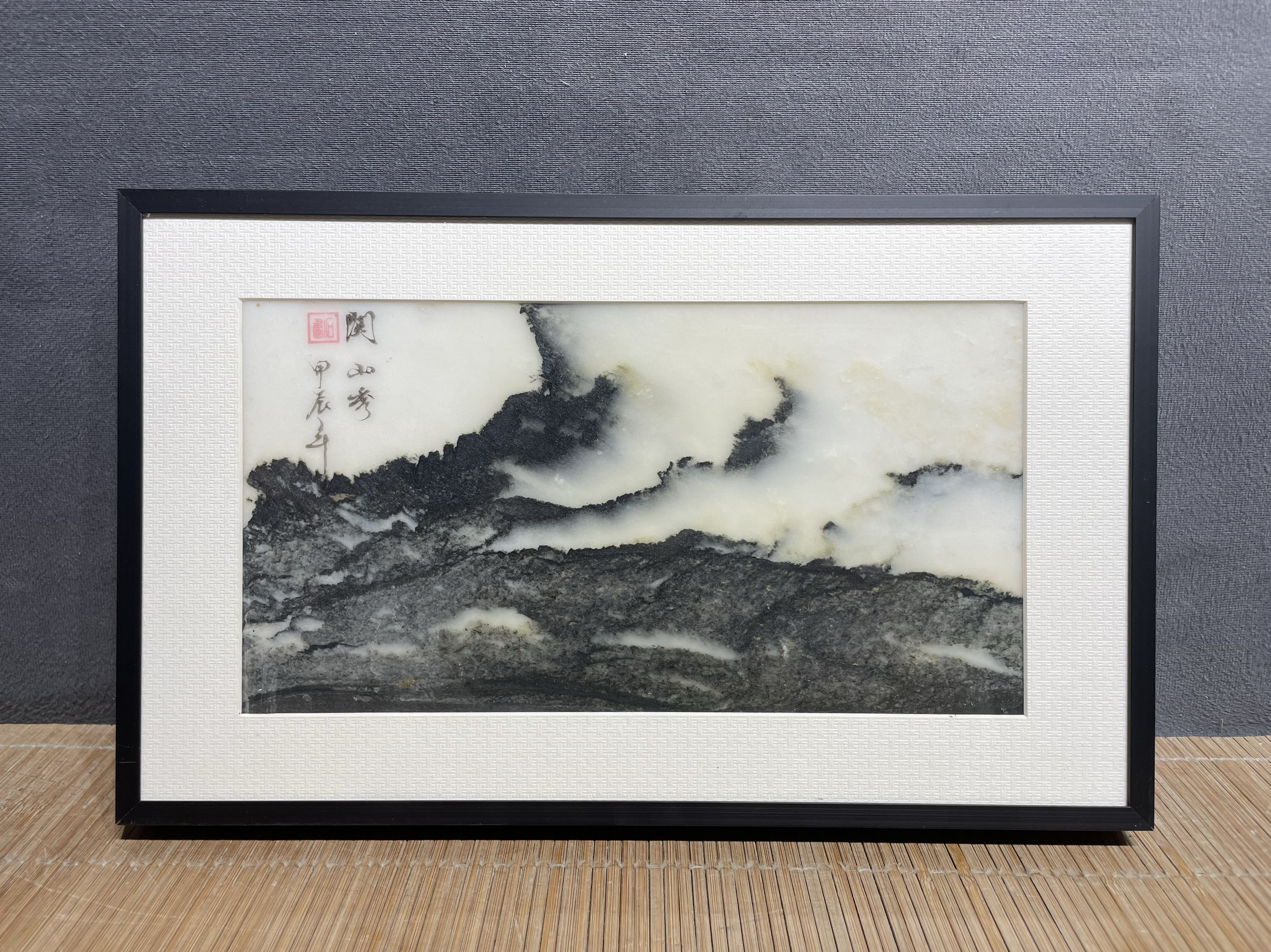 天然大理石画挂画壁画装裱精美山水图案国画挂画