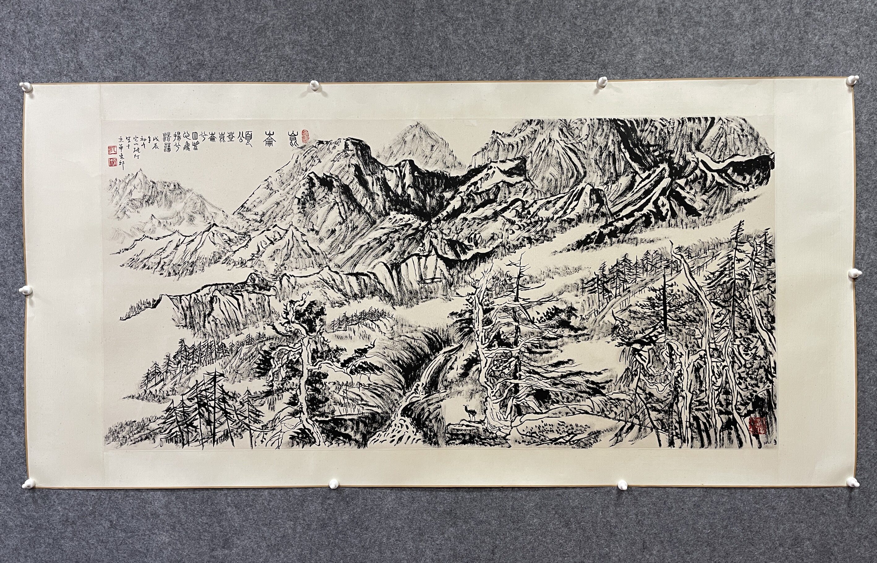 张仃 四尺焦墨山景图 镜心 纯手绘国画书法字画 S06311