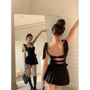 百半身裙两件 裙春季 2024女年甜辣妹褶套装 性感3816露背吊带背心装