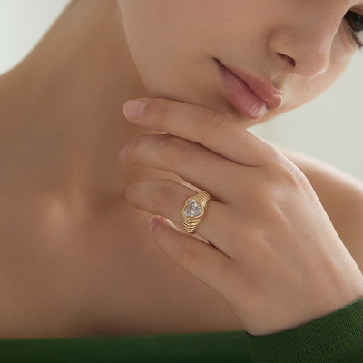 AuRevoirLesFilles爱心螺纹戒指