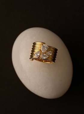 欧美设计多层缠绕锆石戒指