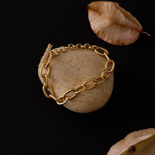 粗链条密镶OT扣手链欧美风