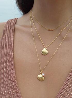贝壳珍珠项链女小众设计度假