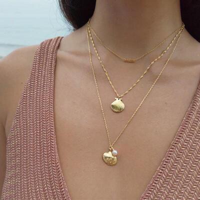 贝壳珍珠项链女小众设计度假