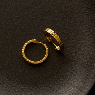 Au Revoir Les Filles竖条纹圆圈耳环简约耳圈几何齿轮耳扣耳饰