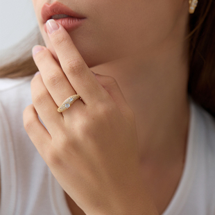 Au Revoir Les Filles 扭曲满钻戒指女原创小众设计超闪锆石指环