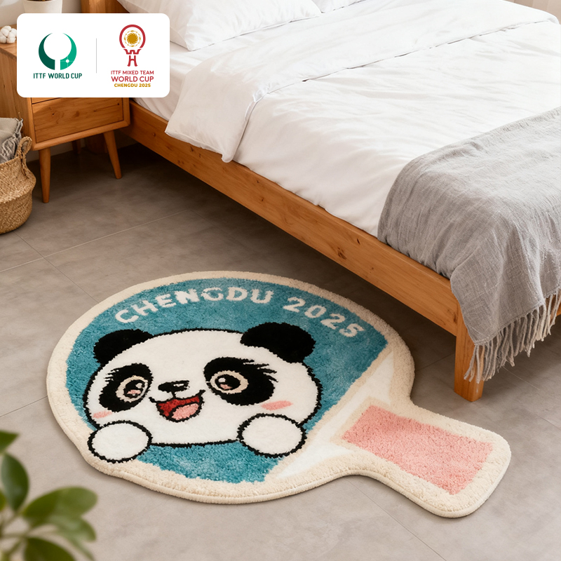 2025年成都混合团体世界杯卡通熊猫地毯卧窒床头毯防滑垫装饰地垫