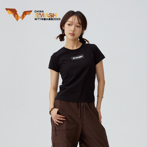 WTT中国大满贯2025官方乒乓周边纪念女款运动收腰短袖舒适百搭T恤