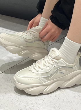 安踏喵喵老爹鞋女款白色厚底猫爪减震女子休闲百搭潮流运动鞋增高