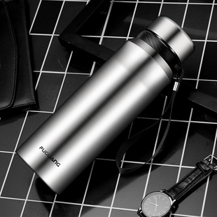 富光创意双层真空保温杯700 1000ML大容量运动便携泡茶不锈钢水杯