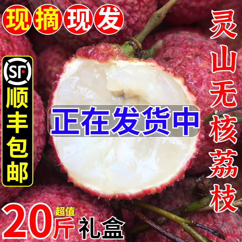 广西无核荔枝新鲜现摘现发当季灵山陆侨无籽荔枝I王时令新鲜水果