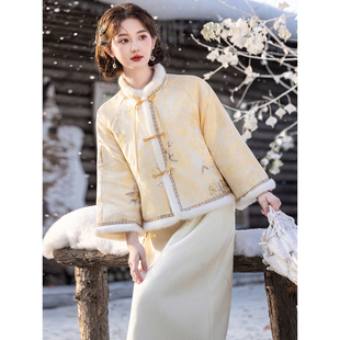 冬季加厚改良唐装中式国风套装成人古装女汉服汉元素冬装日常可穿