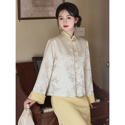 新中式旗袍外套高级感提花两件套