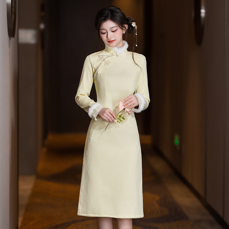 冬季旗袍日常可穿新中式秋冬长袖