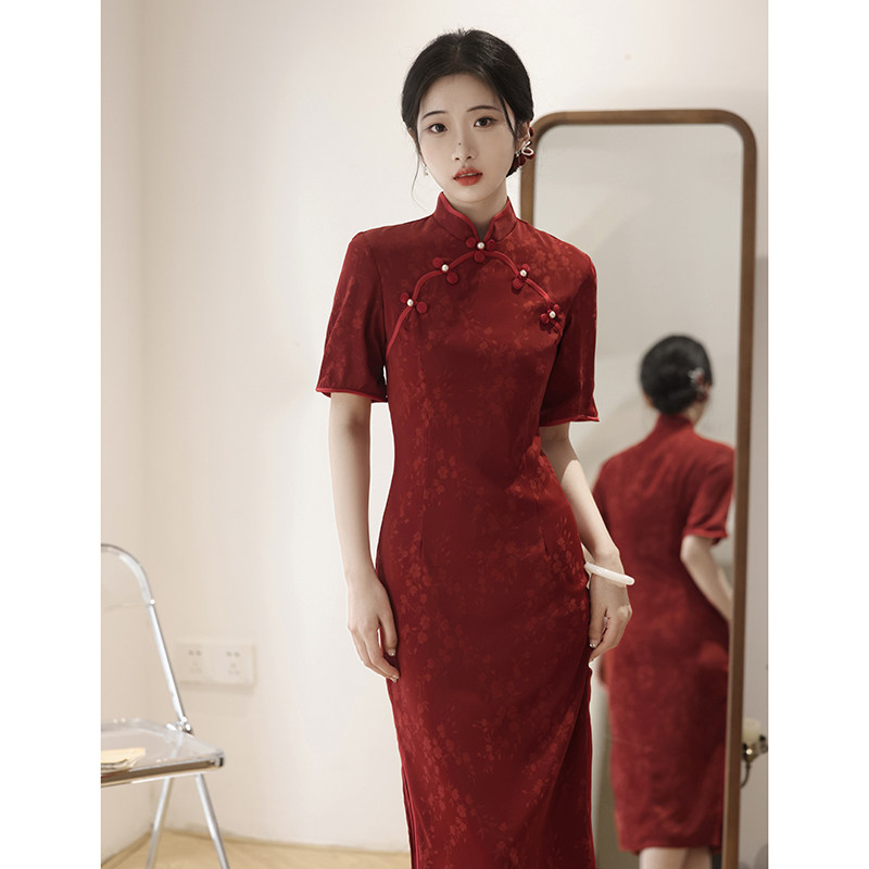 红色新中式新娘结婚改良年轻款小个子订婚女