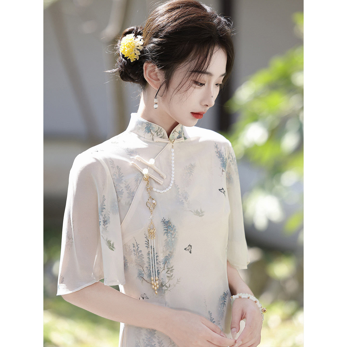 倒大袖旗袍女夏季薄款改良年轻款新中式国风连衣裙2025新款巨好看
