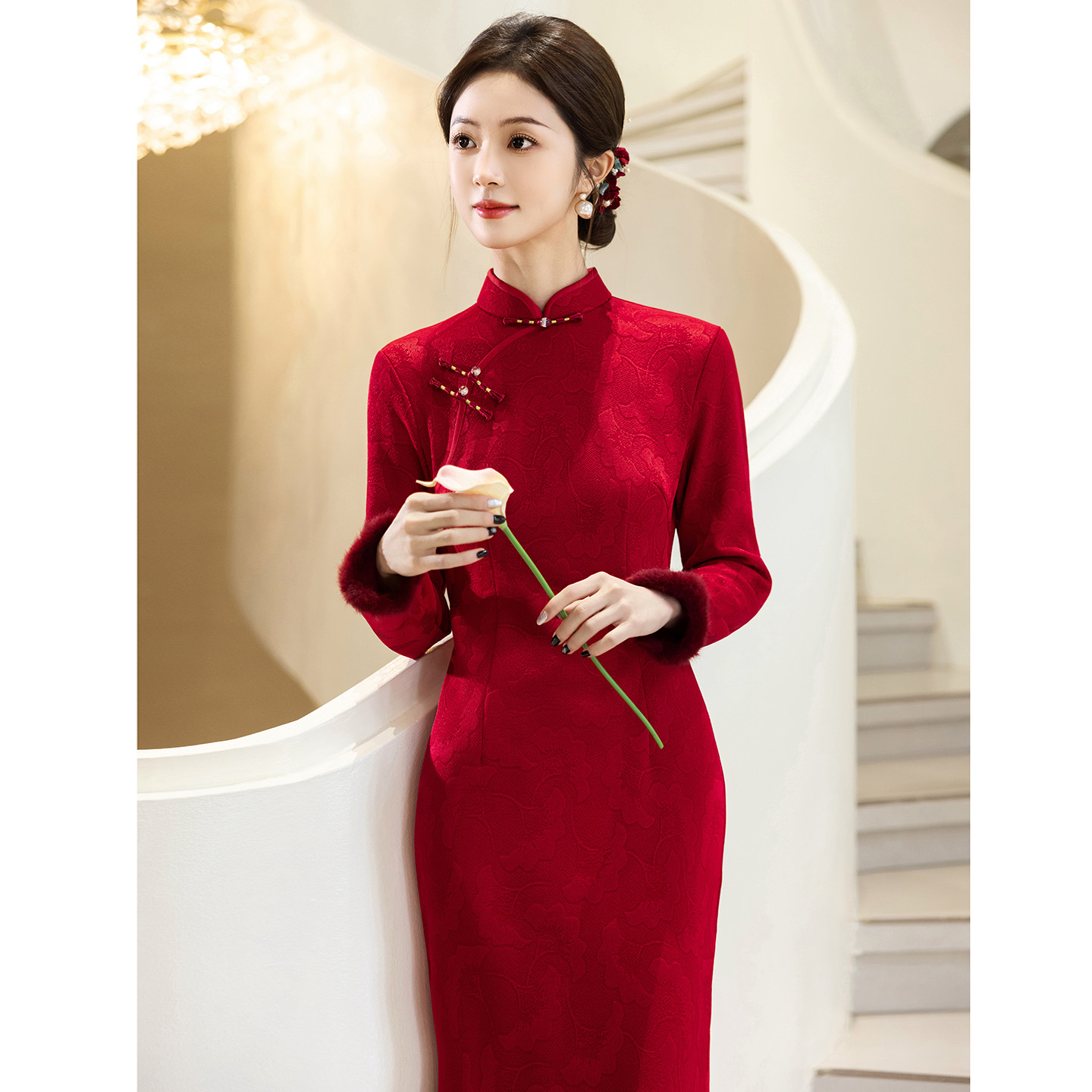 敬酒服冬装新娘结婚订婚礼服旗袍