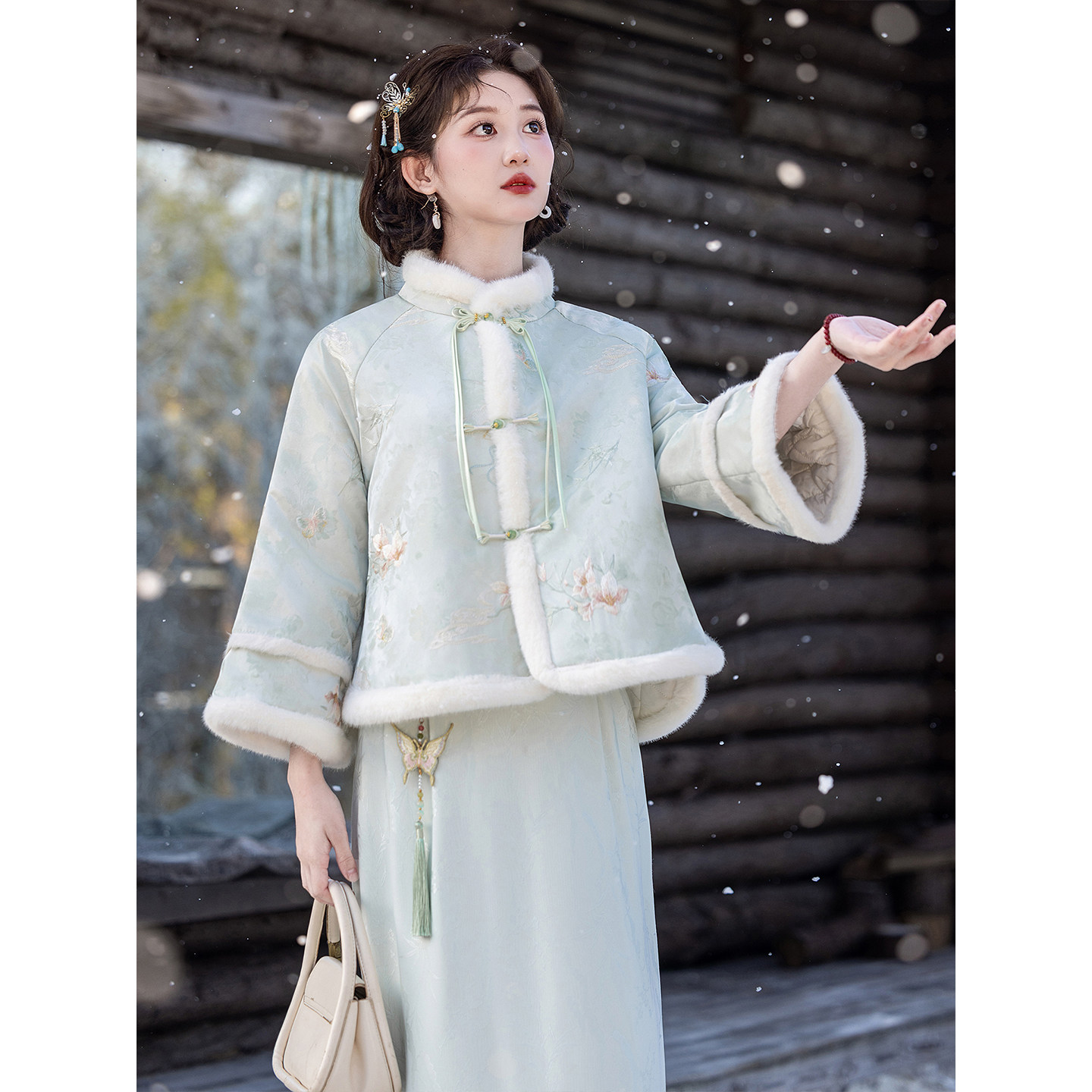 改良唐装冬装两件套古装女汉服