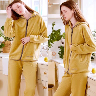 家居服亲肤女士连帽加厚