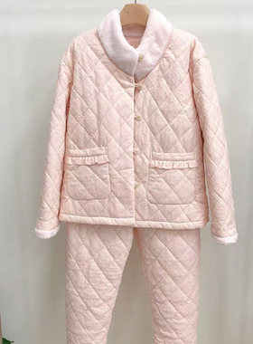 卡路曼 冬季女士立领时尚外穿修身羽绒棉保暖家居服睡衣套装55683
