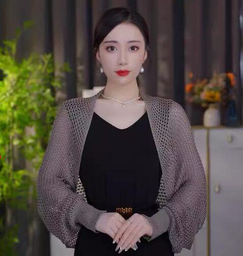 针织长袖冰丝开衫防晒披肩洋气