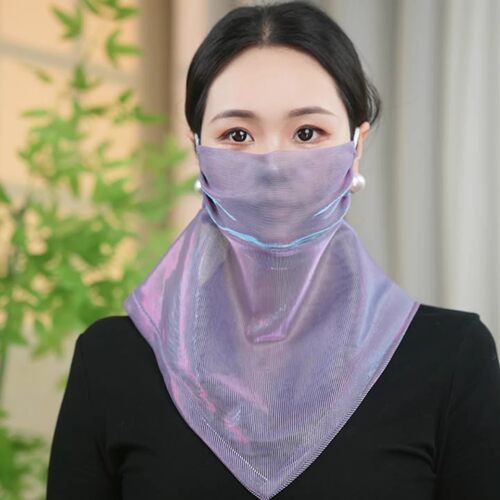 2026夏季新款磁扣炫彩防晒面纱女百搭护脸遮颈纹面罩旅游拍照丝巾