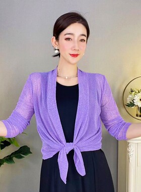 夏季薄款网纱防晒外搭披肩开衫女时尚百搭洋配裙子冰丝短款小外套