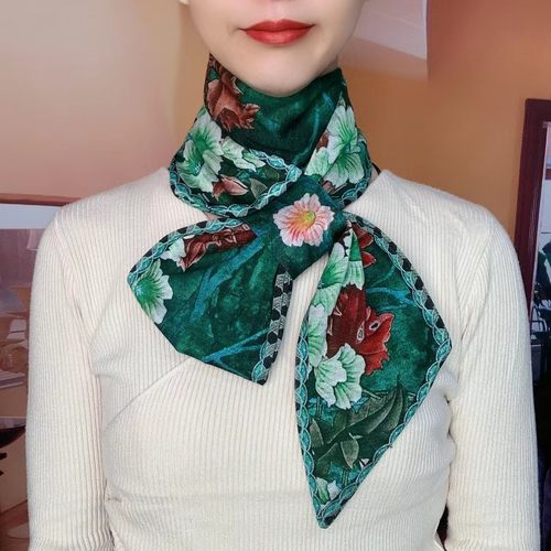 秋冬新款螺纹棉印花护颈围巾女时尚百搭保暖耳朵巾防寒懒人围脖