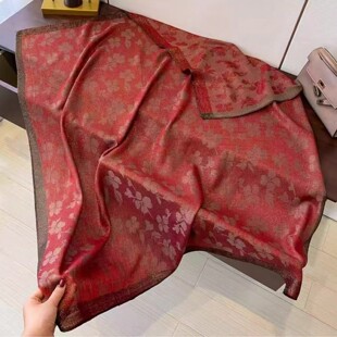 2025秋冬新款金银线复古丝巾百搭气质护颈保暖围巾多功能披肩外搭