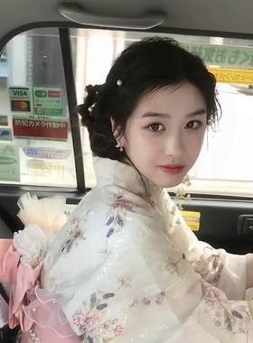 日单少女珠片蕾丝印花和服浴衣yukata日系传统款均码浪漫淑女风格