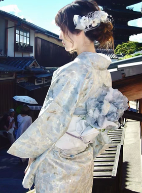 外贸出口日单和服秋冬提花浮雕图案yukata日式传统小纹古典旅拍女