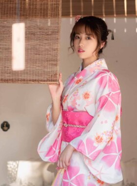 日式和风和服浴衣正装粉色樱花季写真传统改良日本连衣裙高品质女