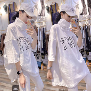 300斤大码德绒加绒2022秋冬新款高领短袖T恤内搭女宽松打底衫上衣