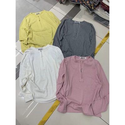 200斤大码2025春秋季新圆领半拉链简约款纯色彩色长袖T恤打底小衫