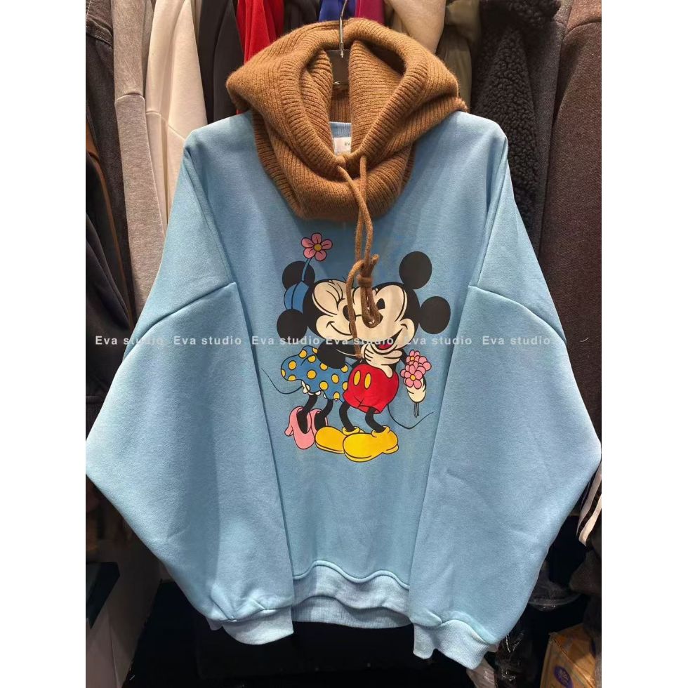 200斤大码韩版潮流大版圆领卫衣秋冬卡通米奇宽松洋气慵懒外搭潮