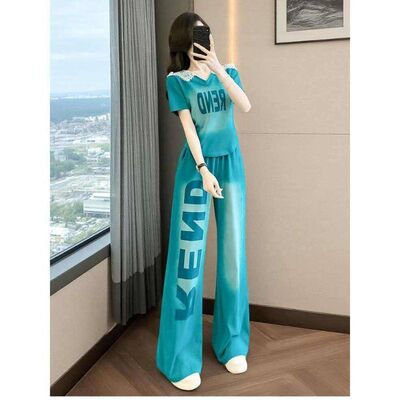 小个子通勤显瘦短袖长裤两件套