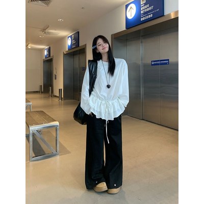 大码花边打底衫女秋冬新款宽松