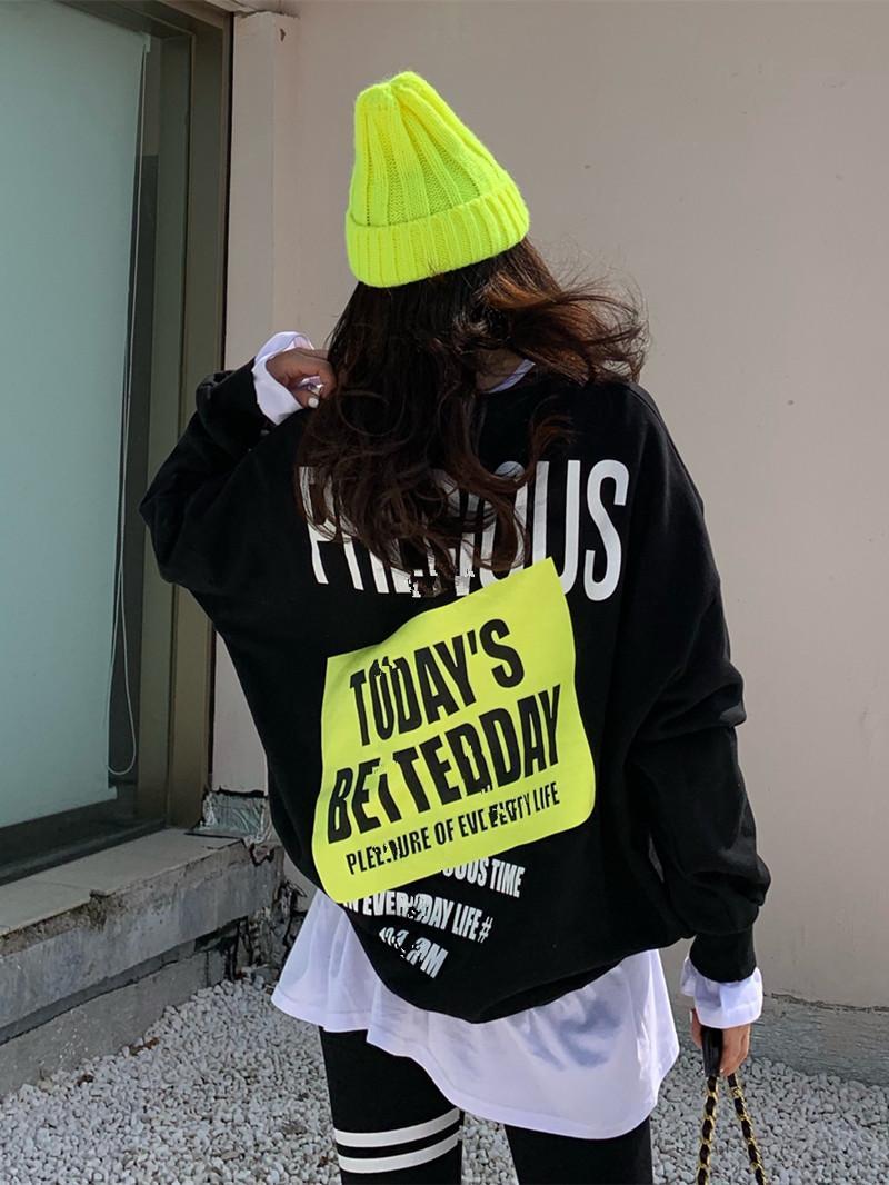 字母印花加绒加厚卫衣洋气宽松