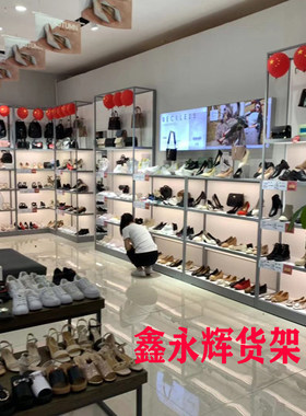 男女烤漆木纹搭配精品设计鞋展柜