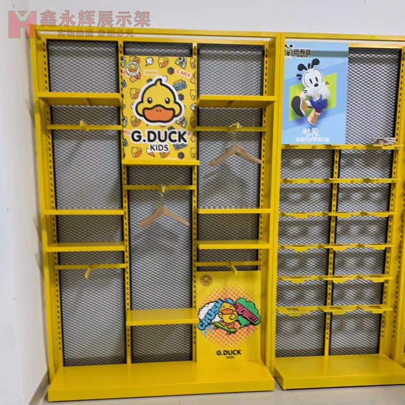 鞋店服装店童装儿童鞋架服装架靠墙展示柜小黄鸭同款货架铁艺展架