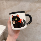 迪乐贝尔可爱316不锈钢马克咖啡杯萌系猫咪高颜值女办公水杯喝水