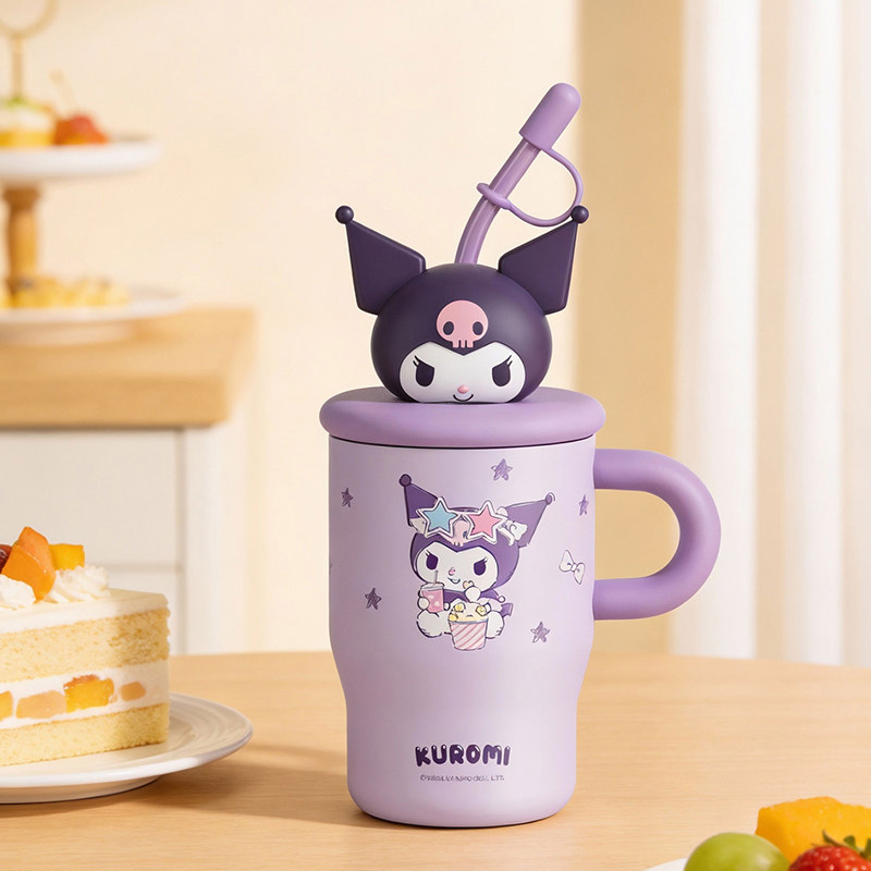 可爱卡通手柄保温杯316不锈钢吸管咖啡办公杯大容量水杯女高颜值