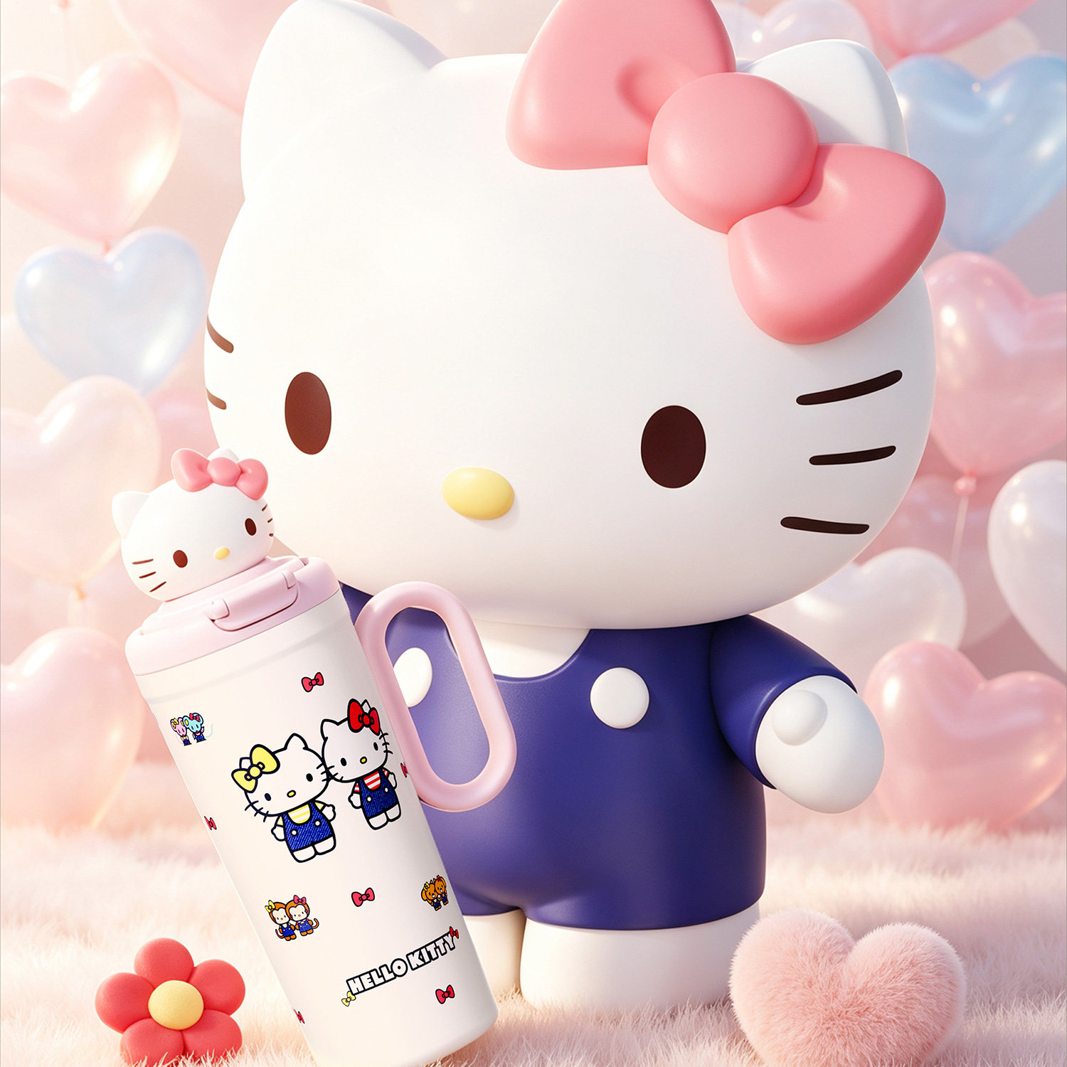凯蒂猫316L不锈钢吸管保温杯