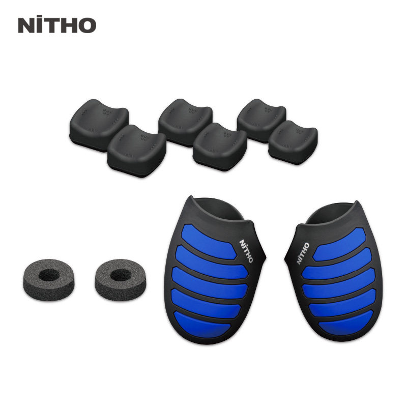 [NITHO] NITHO PS4 컨트롤러 두꺼워진 땀 방지 실리콘 보호 커버에는 로커 캡 파란색과 검정색이 함께 제공됩니다
