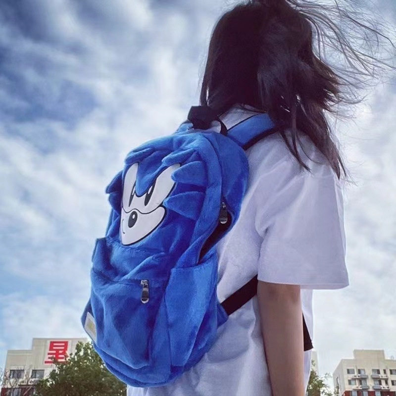 索尼克音速小子刺猬鼠双肩包情侣卡通书包女学生大容量旅行背包男