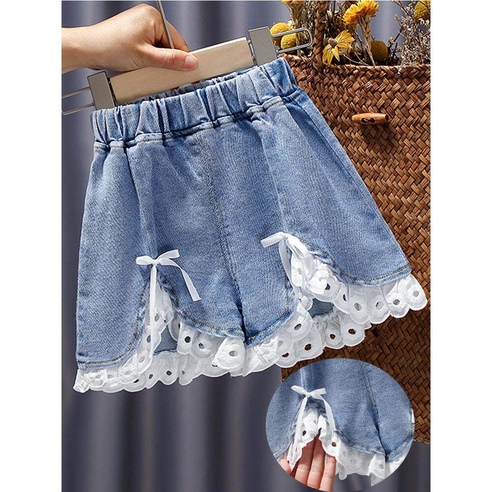 女童牛仔短裤夏季外穿高腰薄款裤子女宝宝热裤百搭洋气小女孩裙裤