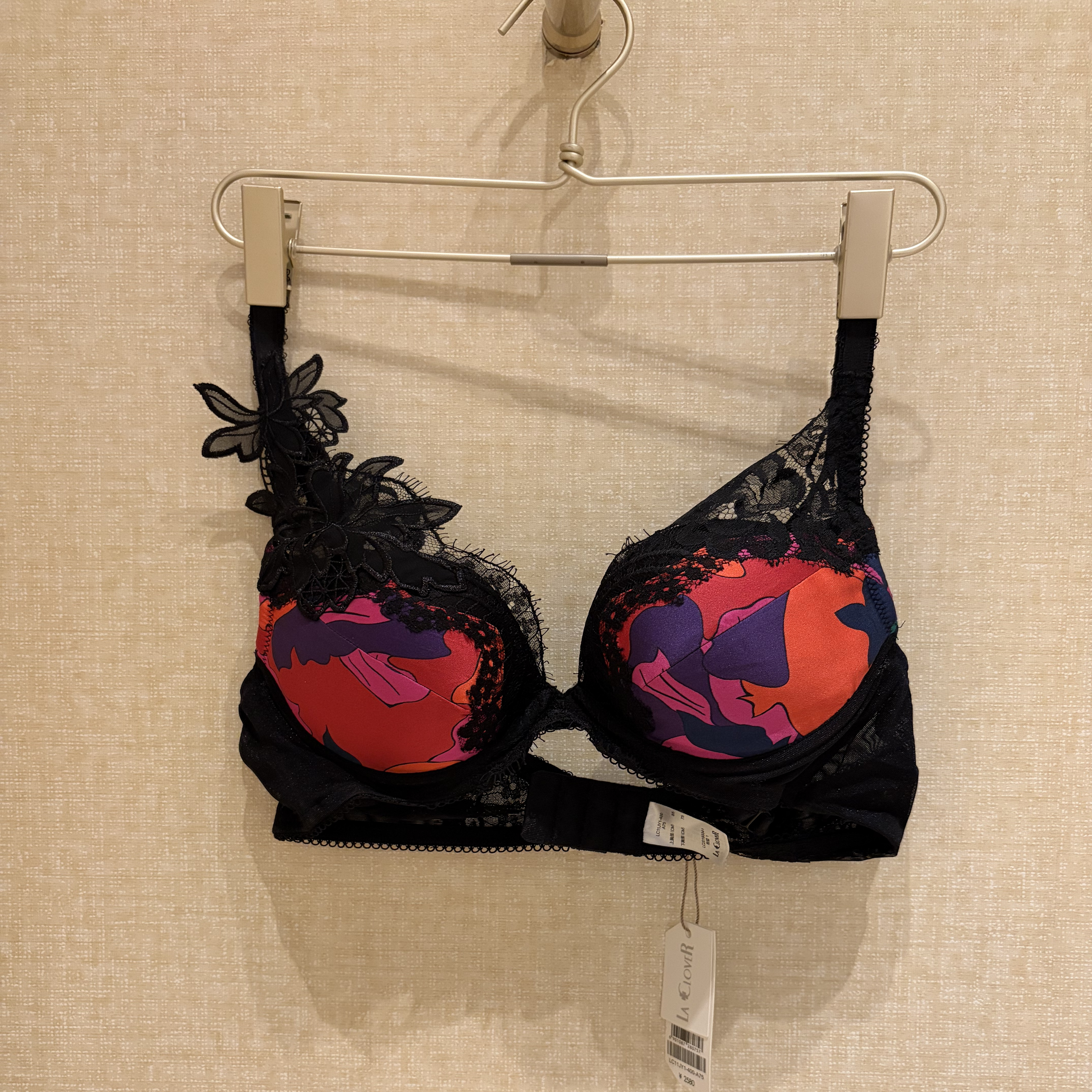 爱慕LACLOVER LC11JY1性感蕾丝印花3/4薄杯聚拢文胸2580