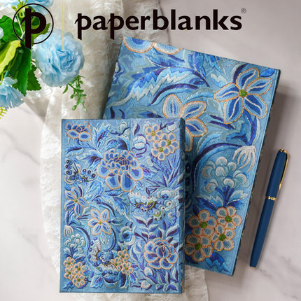 进口Paperblanks复古创意笔记本国潮风汉服颂刺绣蓝柳高档记事本