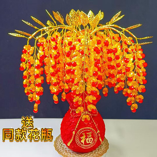 新品闪亮摇钱树手工diy材料包制作家居摆件节日装饰